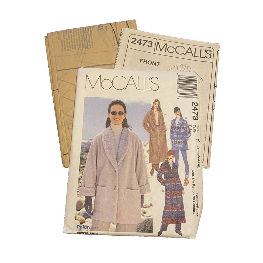 McCall's Sewing Pattern 2473 Size S-M-L Women’s Unlined Coat Or Jacket. Pockets